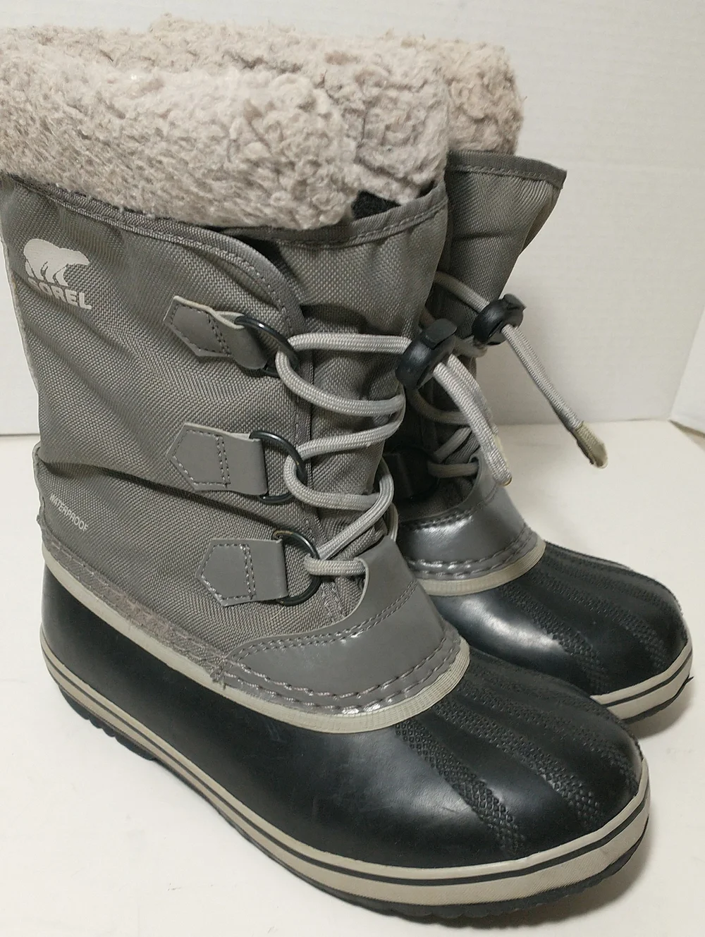 Sorel Yoot Pac Youth Snow Boots, Size 3, Black/Grey, Waterproof, Warm